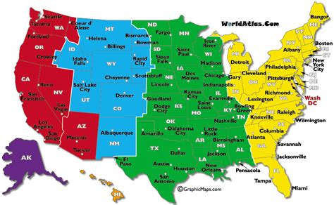 list of states time zones.